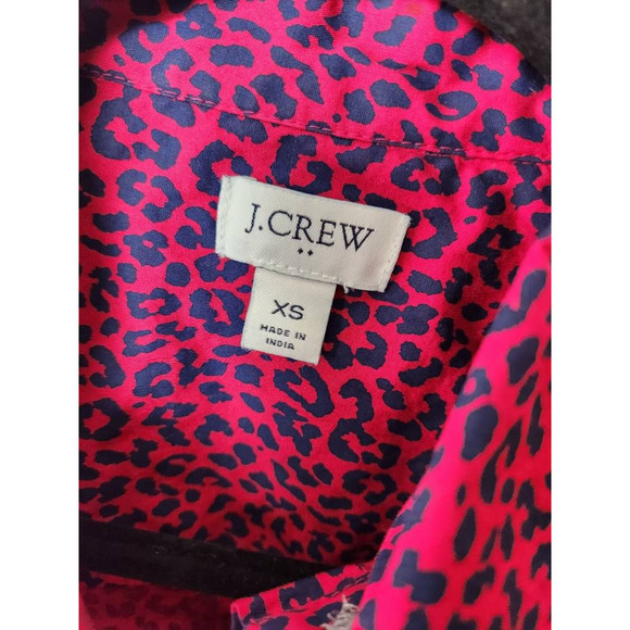 J.Crew Womens Button Front Shirt Multicolor Leopard Long Sleeve Stretch XS - Picture 5 of 6